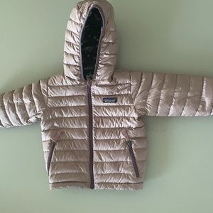 Lightly used - Baby Reversible Down Sweater Hoody  - Light Pink/Dark Blue 3T